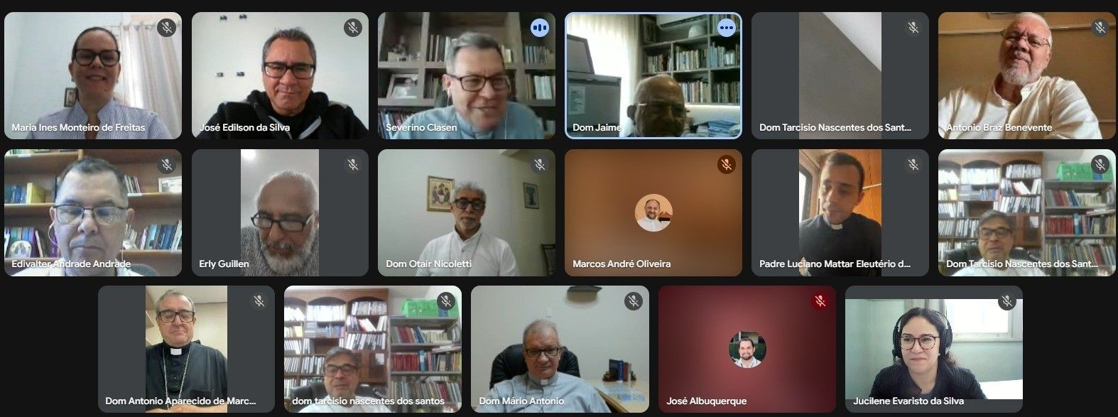 Participantes da reunião on-line com bispos referenciais